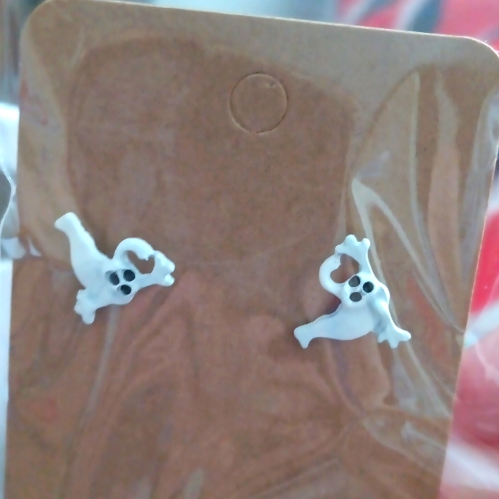 Dainty ghost stud earrings surgical steel post